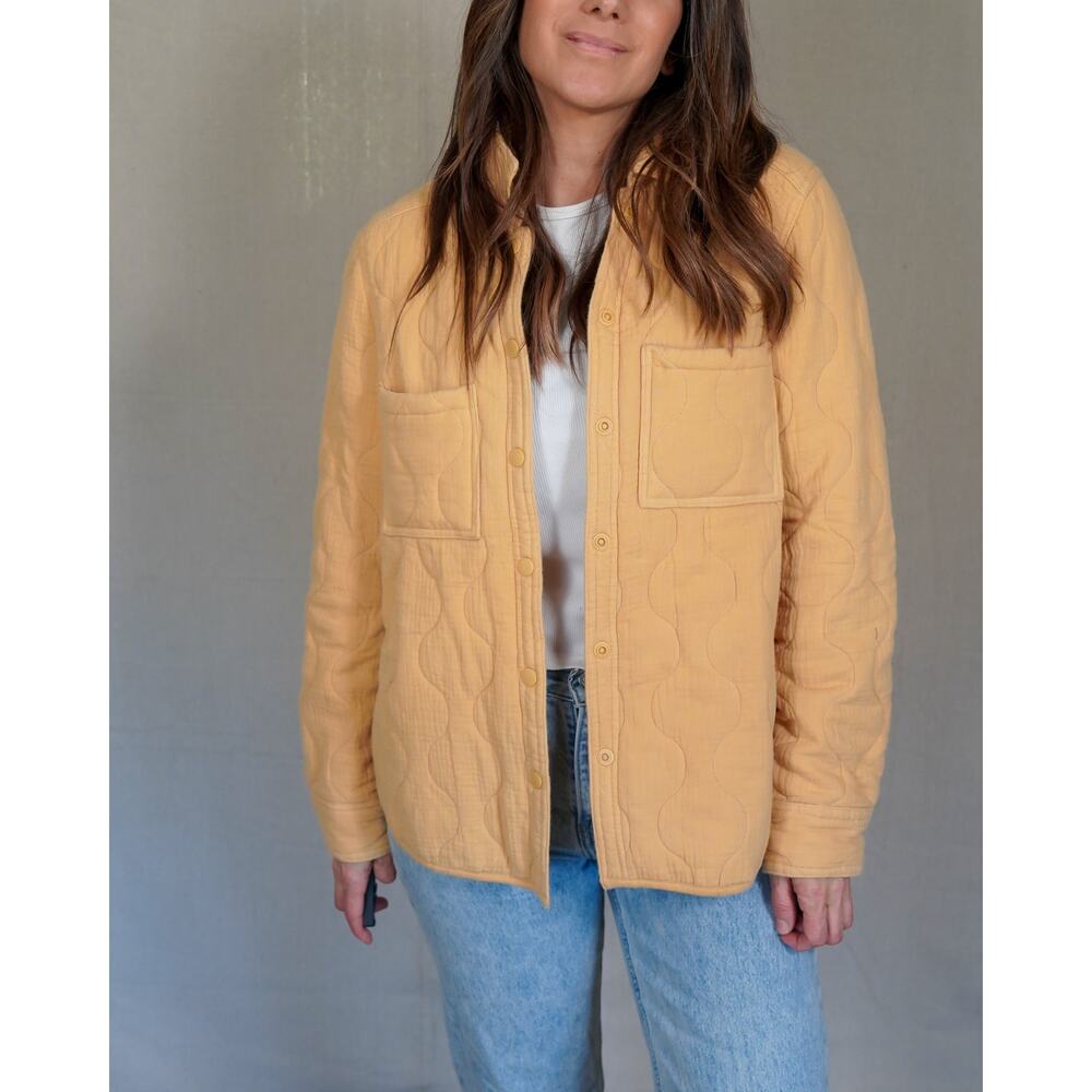 Yellow Quilted Liner Jacket / Lightweight Utility Coat / Minimal Workwear Layer